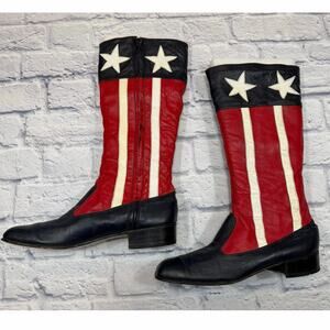 Antique Patriotic Flag Boots Stars Stripes London Character Boutique 10 FLAWS